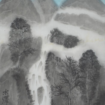Peinture intitulée "High Mountains and…" par Zhize Lv, Œuvre d'art originale, Encre