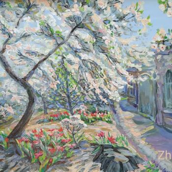 绘画 标题为“вишневый сад в стар…” 由Zhnataly, 原创艺术品, 油
