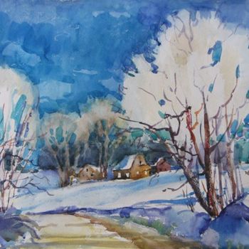 Painting titled "Winter" by Juliya Zhukova, Original Artwork, Oil