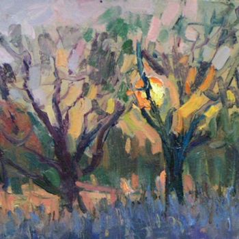 Peinture intitulée "Sunset (etude)" par Juliya Zhukova, Œuvre d'art originale, Huile