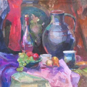 Peinture intitulée "East still-life wit…" par Juliya Zhukova, Œuvre d'art originale, Huile