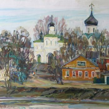 Painting titled "Provincial spring" by Juliya Zhukova, Original Artwork, Oil