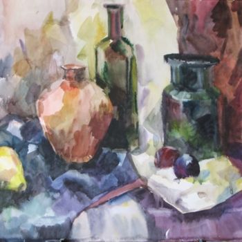 Painting titled "Still-life with a y…" by Juliya Zhukova, Original Artwork, Oil