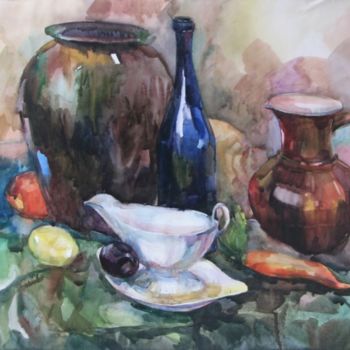 Painting titled "Still-life with a d…" by Juliya Zhukova, Original Artwork, Oil