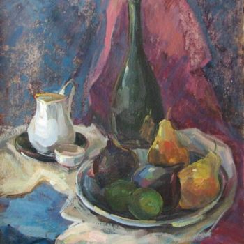 Peinture intitulée "Still life with fru…" par Juliya Zhukova, Œuvre d'art originale, Huile