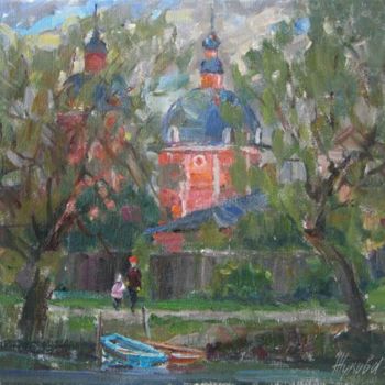 Pittura intitolato "On the river" da Juliya Zhukova, Opera d'arte originale, Olio