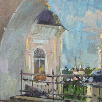Ζωγραφική με τίτλο "On belltower" από Juliya Zhukova, Αυθεντικά έργα τέχνης, Λάδι