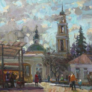 Painting titled "Spring City" by Juliya Zhukova, Original Artwork, Oil