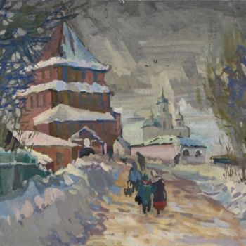 Malerei mit dem Titel "(Etude) winter day…" von Juliya Zhukova, Original-Kunstwerk, Öl