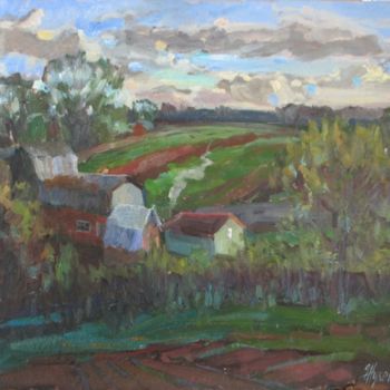 Peinture intitulée "Rural season" par Juliya Zhukova, Œuvre d'art originale, Huile