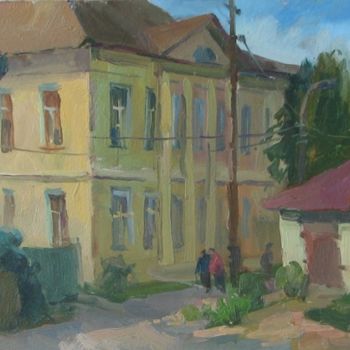 Malerei mit dem Titel "Province streets" von Juliya Zhukova, Original-Kunstwerk, Öl