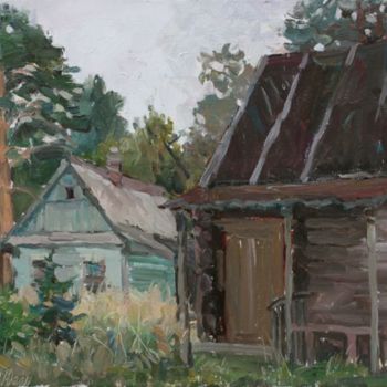 Schilderij getiteld "Old Russian bath" door Juliya Zhukova, Origineel Kunstwerk, Olie