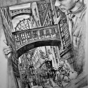 Desenho intitulada "Это мой маленький ф…" por Evgenii Zibert, Obras de arte originais, Lápis Montado em Cartão