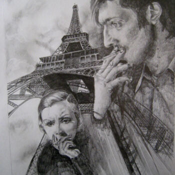 Drawing titled "Винсент и Грета. То…" by Evgenii Zibert, Original Artwork, Pencil Mounted on Cardboard