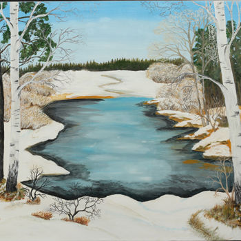 Painting titled "Wintermorgen" by Mara Cikulin, Original Artwork, Oil