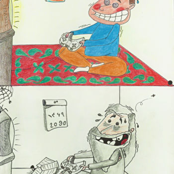 Rysunek zatytułowany „Gamer” autorstwa Zieh Mazinani, Oryginalna praca, Ołówek