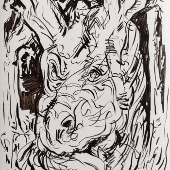 Рисунок под названием "Cannibal" - Ziemowit Fincek, Подлинное произведение искусства, Чернила