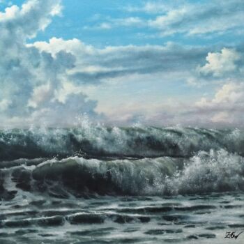 Schilderij getiteld "''Windy Monday''." door Zigmars ''Sigmar'' Grundmanis, Origineel Kunstwerk, Olie