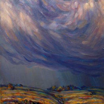 Картина под названием "The thunderstorm be…" - Zinaida Chernyshova, Подлинное произведение искусства, Масло