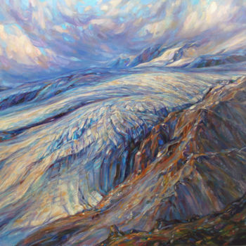 Pintura intitulada "Ices of Elbrus." por Zinaida Chernyshova, Obras de arte originais, Óleo