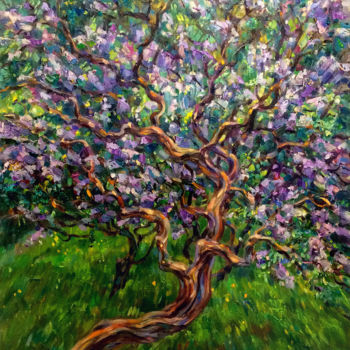 Peinture intitulée "Lilac bush." par Zinaida Chernyshova, Œuvre d'art originale, Huile