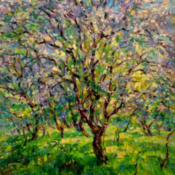 Картина под названием "Аpple-tree." - Zinaida Chernyshova, Подлинное произведение искусства, Масло