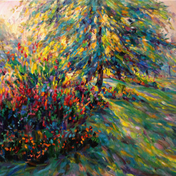 Pittura intitolato "Утро в саду. Mornin…" da Zinaida Chernyshova, Opera d'arte originale, Olio