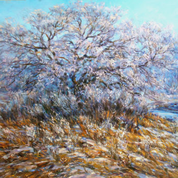 Painting titled "Hoarfrost" by Zinaida Chernyshova, Original Artwork, Oil