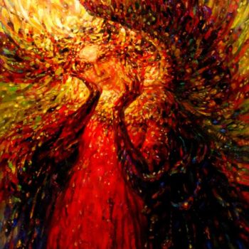 Pittura intitolato "Феникс.Phoenix" da Zinaida Chernyshova, Opera d'arte originale, Olio