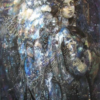 Painting titled "Ночь. Night" by Zinaida Chernyshova, Original Artwork, Tempera
