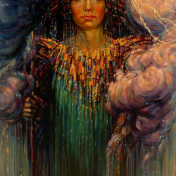 Pintura titulada "Тhunder-storm" por Zinaida Chernyshova, Obra de arte original