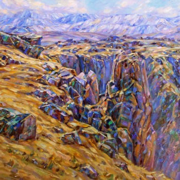 Malerei mit dem Titel "The sun over rocks.…" von Zinaida Chernyshova, Original-Kunstwerk