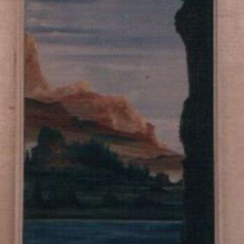 Pittura intitolato "levé de soleil(pein…" da Zine-Eddine Mahcene, Opera d'arte originale
