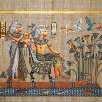 Painting titled "papyrus bateaux de…" by Zine-Eddine Mahcene, Original Artwork