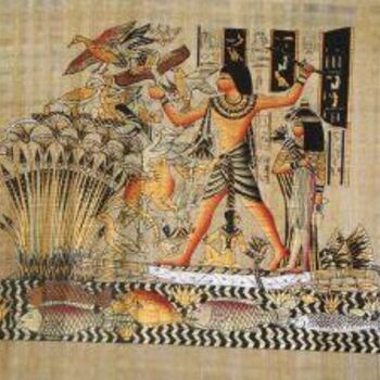Peinture intitulée "papyrus chasse" par Zine-Eddine Mahcene, Œuvre d'art originale