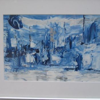Painting titled "Ville enneigée" by Zinga, Original Artwork, Oil