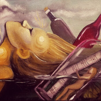 Painting titled ""Message in a Bottl…" by Zita Barbara Sanders, Original Artwork, Oil