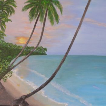 Pintura intitulada "Praia Africana" por Zita Dantas, Obras de arte originais