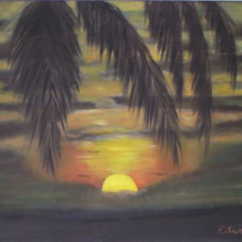 Painting titled "Pôr do Sol Entre Pa…" by Zita Dantas, Original Artwork