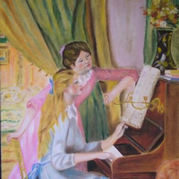 Pintura intitulada "Meninas ao Piano -…" por Zita Dantas, Obras de arte originais