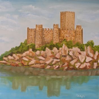 Painting titled "Castelo de Almourol…" by Zita Dantas, Original Artwork, Oil