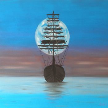 Pintura titulada "Barco em Contra Luz" por Zita Dantas, Obra de arte original, Oleo