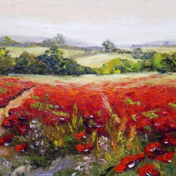 Painting titled "FIELD OF POPPIES 3" by Zoja, Original Artwork