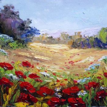 Painting titled "FIELD OF POPPIES 4" by Zoja, Original Artwork, Oil