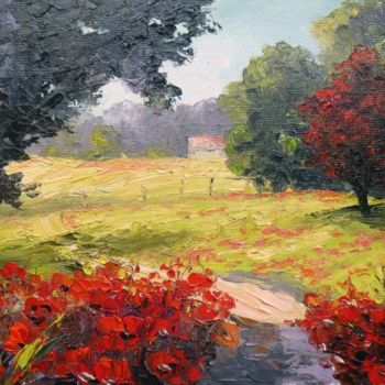 Painting titled "FIELD OF POPPIES 5" by Zoja, Original Artwork, Oil
