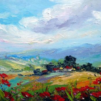 Painting titled "FILED OF POPPIES 7" by Zoja, Original Artwork, Oil