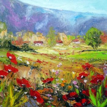 Painting titled "FILED OF POPPIES 8" by Zoja, Original Artwork, Oil