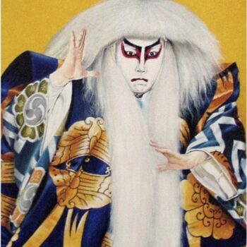 Painting titled "Kabuki Simba White…" by Ziya Eris, Original Artwork