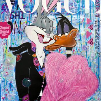 Pintura titulada "Daffy Duck and Bunn…" por Zlata Selezneva, Obra de arte original, Laca
