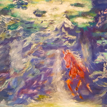 Картина под названием "Six horses and one…" - Zlata Maksimovic, Подлинное произведение искусства, Акрил